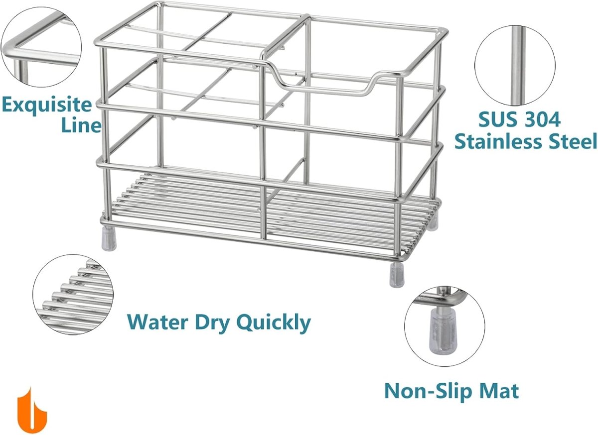 Urbanstrive 304 Stainless Steel Bathroom Toothbrush Holder Toothpaste Holder Stand Bathroom Accessories Organizer (Black, Small) - Homesidy.com