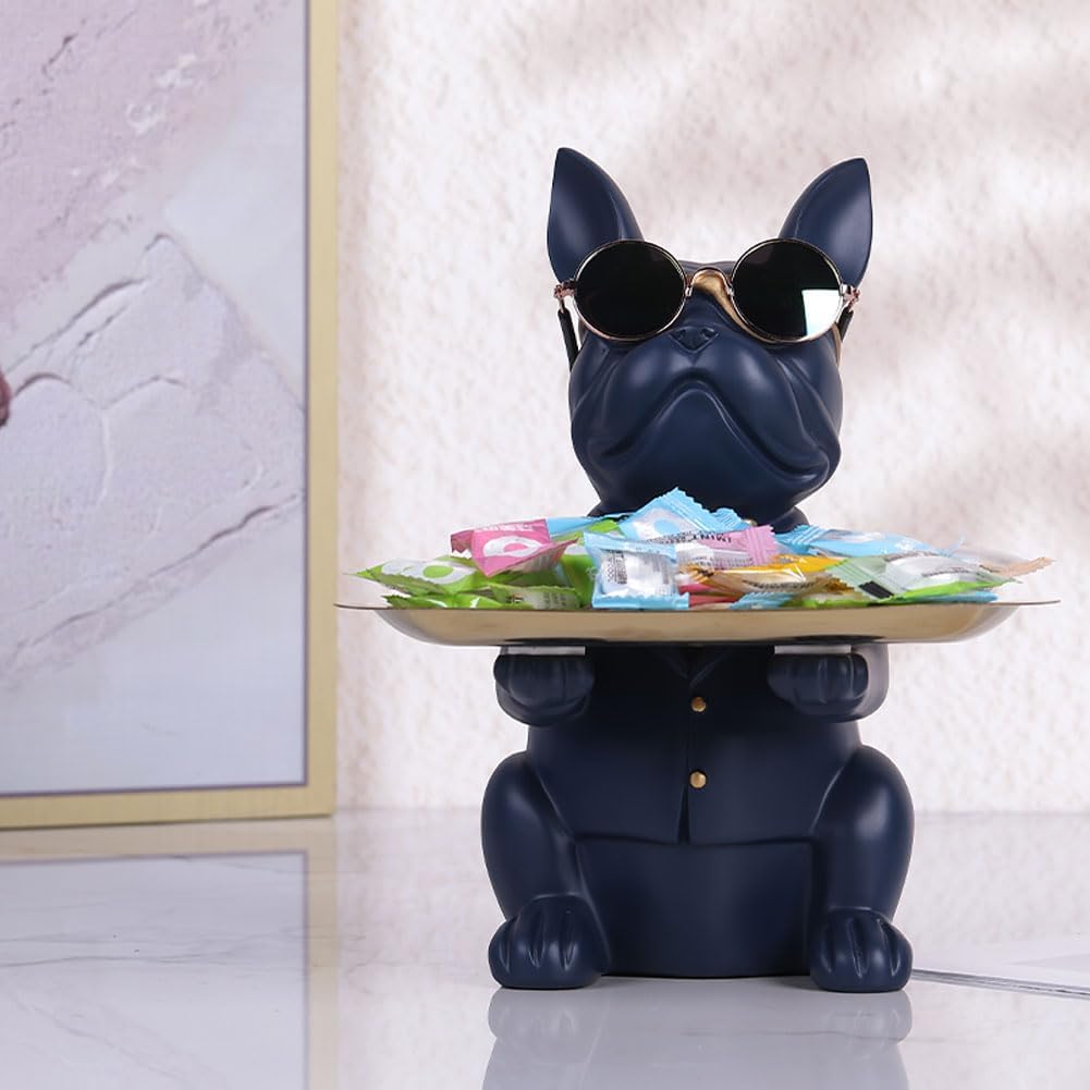 French Bulldog Gifts Statue Tray Organizer for Keys, Candy, Jewelry, Earrings, Entrance Piggy Bank - Modern Decor Resin French Bulldog Decor Entryway Table, Coffee Table, Office Desk, Home Decor - Homesidy.com