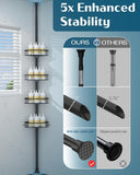 SEIRIONE Rustproof Shower Corner Caddy Organizer for Bathroom, 4 Adjustable Shelves with Tension Pole, for Bathtub Shampoo Accessories Storage Holder, 34 to 116 Inch Height - Homesidy.com