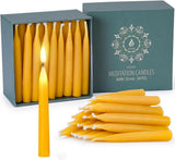 20 Minute Pure Beeswax Candles, Drip - Free Meditation Candles, Mini Taper Candles, Set of 50 Without Brass Candle Holders - Homesidy.com