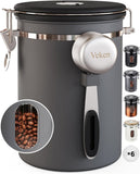 Veken Coffee Canister with Window,Airtight Stainless Steel Pantry Container,Home Kitchen Food Storage Organizers for Ground,Beans,Espresso,Rice,Tea,Sugar,Cereal, Flour,Bar Accessories,Gifts,22OZ,Black - Homesidy.com