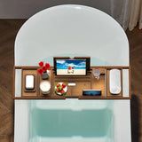 Premium Bamboo Bathtub Tray Caddy - Bath Tub Tray Table for Bathtub - Bath Caddy Tray for Bathtub, Expandable Size, Fits Most Bath Tubs - Homesidy.com