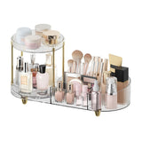 Makeup Organizer Countertop for Vanity, Rotating Perfume Tray with 5 - compartment Cosmetic and Skincare Organizers, Multi - Purpose Desk Storage Makeup Brush Holder for Bathroom Bedroom Counter - Homesidy.com
