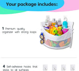 2 x Mesh Bath Toy Organizer 8 Ultra Strong Hooks – The Perfect Bathtub Toy Holder &amp; Bathroom or Shower Caddy – These Multi - use Net Bags Make Baby Bath Toy Storage Easy – For Kids &amp; Toddlers - Homesidy.com