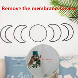 Scandinavian Decor 5 - Piece Acrylic Wall Decor - Wooden Moon Phase Mirror, Bohemian Design for Living Room, Bedroom - Beige - Homesidy.com