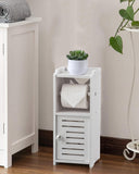 AOJEZOR Toilet Paper Holder Stand: No Drill PVC Small Bathroom Cabinet for Apartment Dwellers - Rental Deposit Protection - Small Space Storage Saving - Homesidy.com