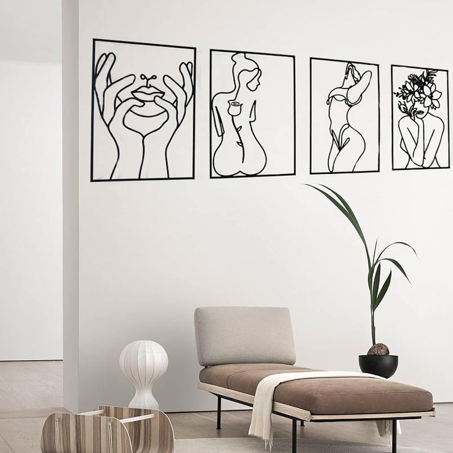 Glamativity 4 Pack Gold Wall Art Decor, Minimalist Single Line Real Metal Wall Art, Womans Body Shape Abstract Wall Art (Gold Classic Style, 17 x 11.8) - Homesidy.com