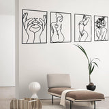 Glamativity 4 Pack Gold Wall Art Decor, Minimalist Single Line Real Metal Wall Art, Womans Body Shape Abstract Wall Art (Gold Classic Style, 17 x 11.8) - Homesidy.com