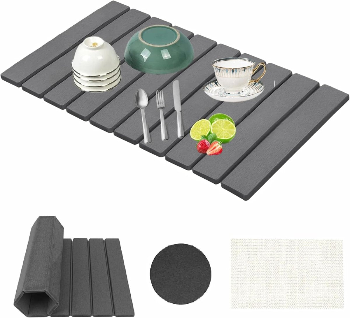 Stone Drying Mat for Kitchen Counter, Collapsible Dish Drying Mat, Fast Drying Diatomaceous Earth Dish Drying Mats, Water Absorbent Diatomite Kitchen Mat (white, medium) - Homesidy.com