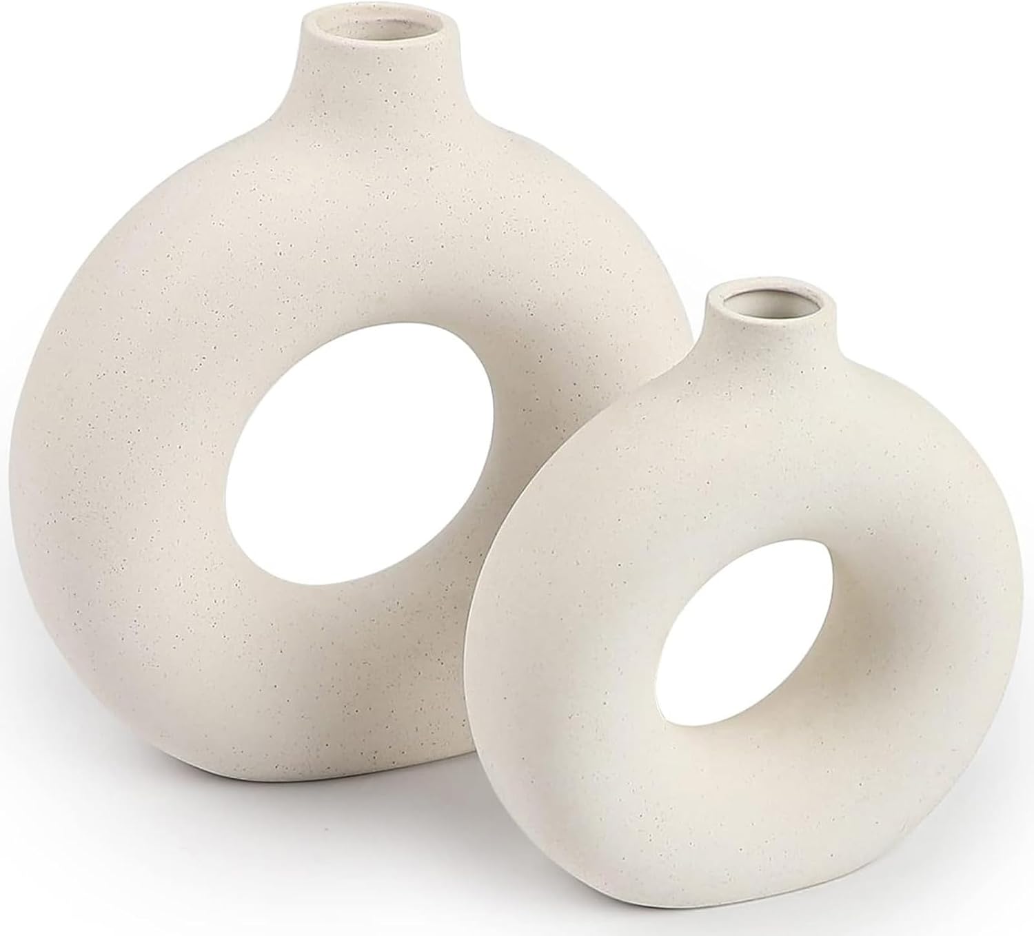 Ceramic Vases Set of 2,Modern Vases for Home Decor, White Boho Style for Living Room Kitchen Mantle Bedroom Dining Table Office Farmhouse Decorative Design - Homesidy.com