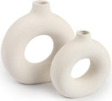 Ceramic Vases Set of 2,Modern Vases for Home Decor, White Boho Style for Living Room Kitchen Mantle Bedroom Dining Table Office Farmhouse Decorative Design - Homesidy.com