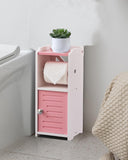 AOJEZOR Toilet Paper Holder Stand: No Drill PVC Small Bathroom Cabinet for Apartment Dwellers - Rental Deposit Protection - Small Space Storage Saving - Homesidy.com