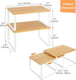 NEX Bamboo Kitchen Cabinet and Counter Shelf Organizer, Stackable &amp; Expandable, Set of 4, White and Natural - Homesidy.com