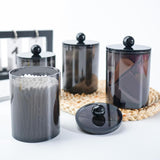 XIPENGKEJI 2 Pack Qtip Holder,Canister Apothecary Jar Set, Bathroom Jars with Lids Set for Cotton Swabs, Balls, Pads, Floss Picks,10oz - 12oz Plastic Canisters Restroom Bedroom Vanity Organizer(Black) - Homesidy.com