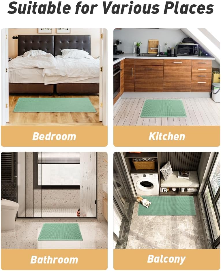 AMOAMI Upgraded Waffle Bath Mat, Super Absorbent Non Slip Bath Mats for Bathroom Floor, Machine Washable Bathroom Rugs with Tassels, Rubber Backed Bathroom Mats, Ultra Soft, 18&34; x 30&34;, Brown - Homesidy.com