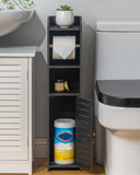 AOJEZOR Toilet Paper Holder Stand: No Drill PVC Small Bathroom Cabinet for Apartment Dwellers - Rental Deposit Protection - Small Space Storage Saving - Homesidy.com