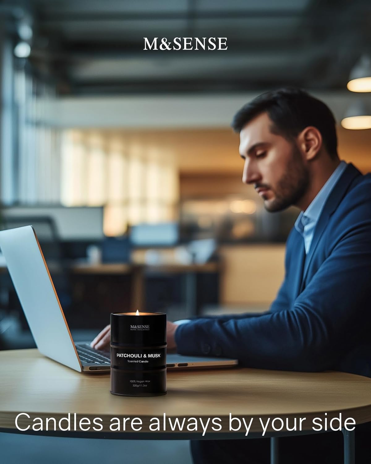 M&amp;SENSE Scented Candle, Tobacco Vanilla Medium Jar Candle Gifts for Men, 70 Hours Slow Burning Natural Soy Candles 11.3oz, Stress Relief Aromatherapy Candles Home Decor, Valentines Day Gifts for Him - Homesidy.com