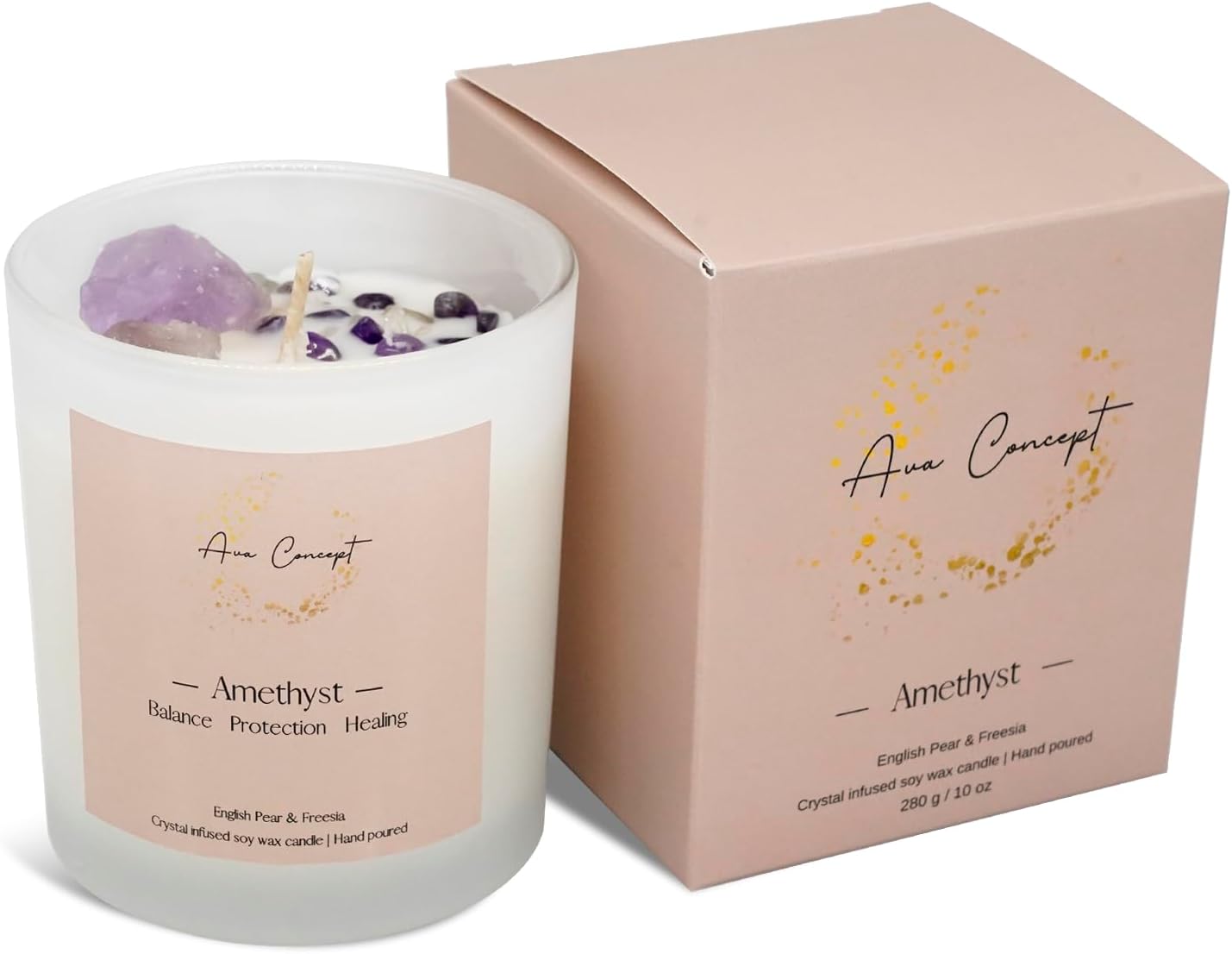 ava concept - Soy Candles with Crystals - Aromatherapy Scented Candle for Women - Lavender Vanilla Gift Set - Small Wax Melts - 3 Pack 3.5oz - Homesidy.com