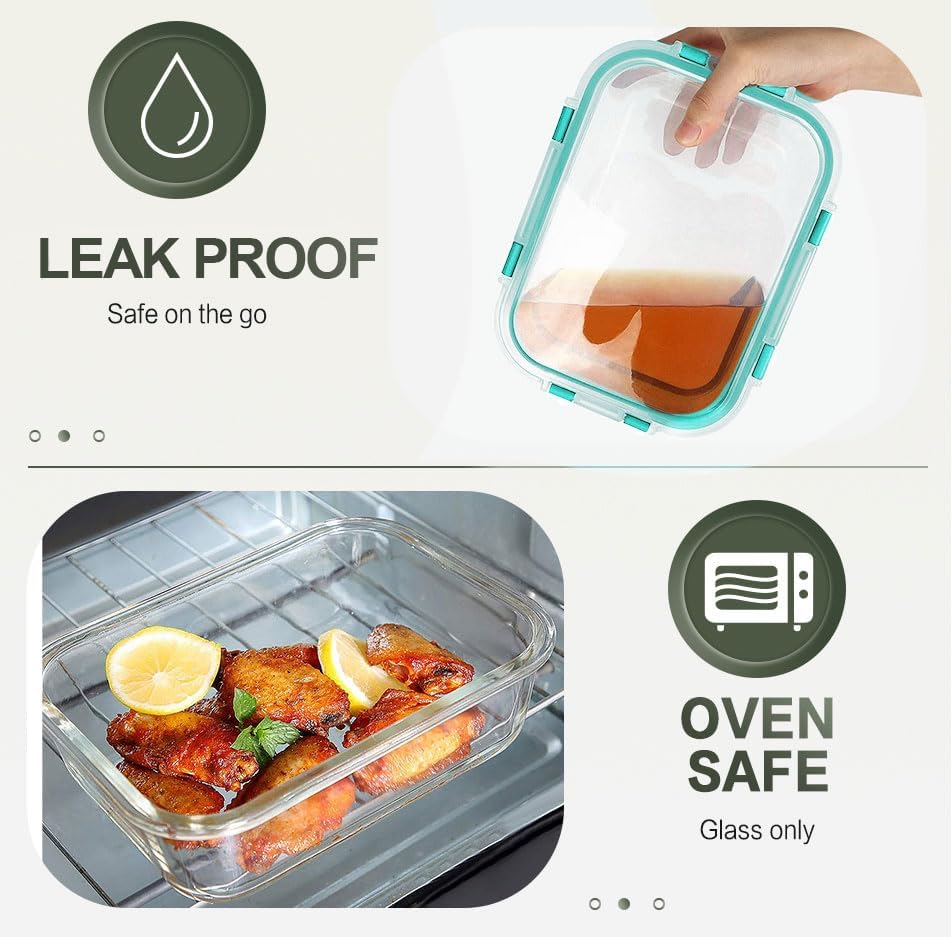 KOMUEE 10 Packs 30 oz Glass Meal Prep Containers,Glass Food Storage Containers with Lids,Airtight Lunch Bento Boxes,Microwave,Freezer and Dishwasher,Gray - Homesidy.com