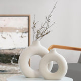 Ceramic Vases Set of 2,Modern Vases for Home Decor, White Boho Style for Living Room Kitchen Mantle Bedroom Dining Table Office Farmhouse Decorative Design - Homesidy.com