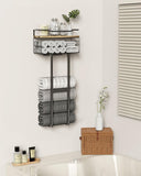Aetyord Towel Racks for Bathroom 31inch Wall Mounted Towel Rack,Floating Shelf with Wood Plank,Towel Storage for Bathroom can Holds 6 Large Rolled Towels,All Black - Homesidy.com