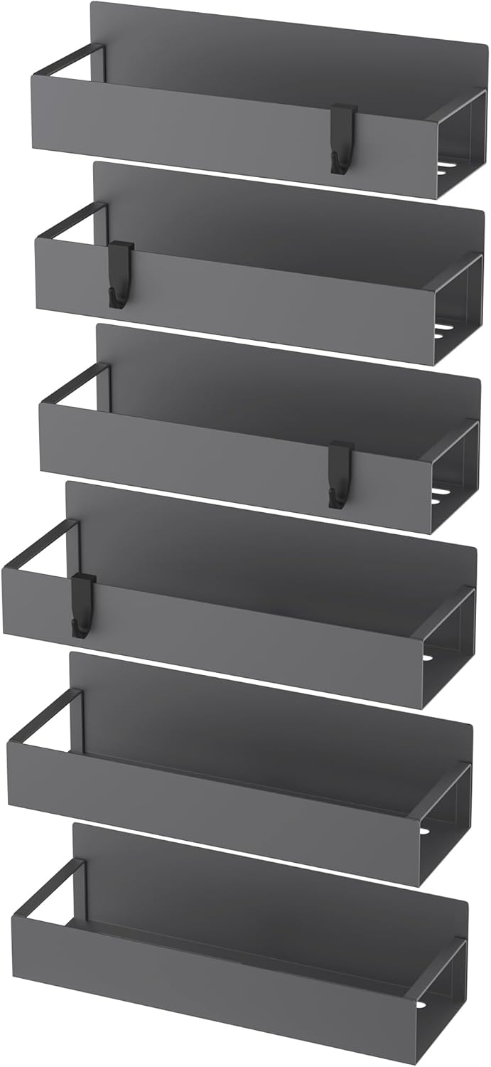 HuggieGems Metal 4 Pack Magnetic Spice Storage Rack Organizer for Refrigerator and Oven, Black Fridge Organizers and Storage - Homesidy.com