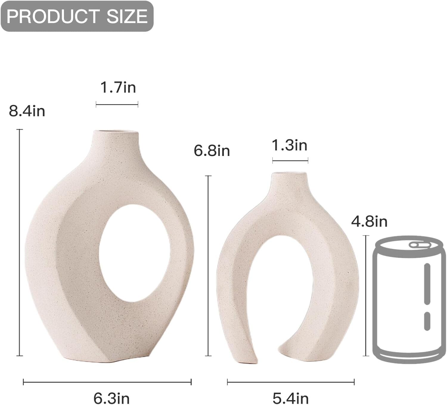 Lvases Snuggle Hollow Ceramic Vase Set of 2, Nordic Modern Boho ins Style Decorative Ceramic Aesthetic Flower Vase for Home Decor (Milky White W 6.3&34; X H 8.4&34;) - Homesidy.com
