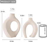 Lvases Snuggle Hollow Ceramic Vase Set of 2, Nordic Modern Boho ins Style Decorative Ceramic Aesthetic Flower Vase for Home Decor (Milky White W 6.3&34; X H 8.4&34;) - Homesidy.com