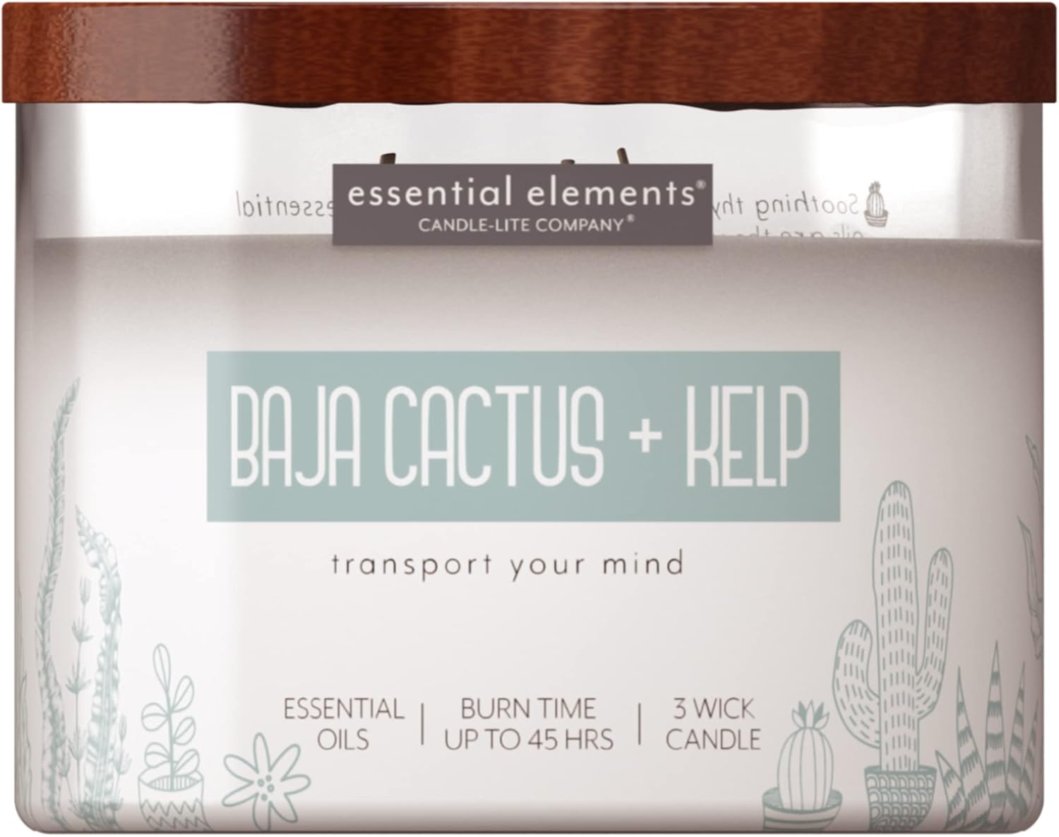 Candle - lite Essential Elements Scented Candles, Eucalyptus &amp; Mint Leaf, 14.75 oz Jar, Proudly Poured in The USA, Aromatherapy, 3 - Wick with 45 Hours Burn Time, Perfect for Creating a Relaxing Ambiance - Homesidy.com
