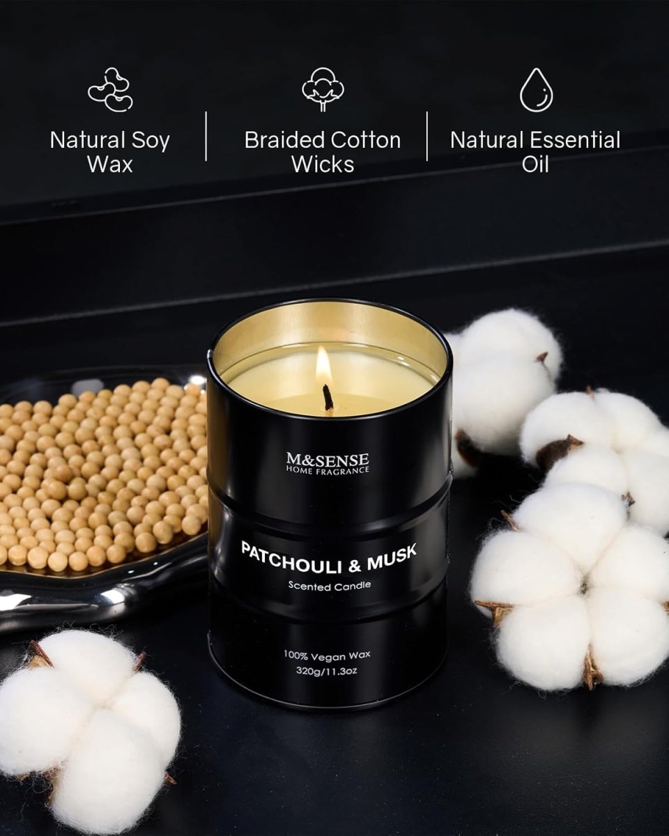 M&amp;SENSE Scented Candle, Tobacco Vanilla Medium Jar Candle Gifts for Men, 70 Hours Slow Burning Natural Soy Candles 11.3oz, Stress Relief Aromatherapy Candles Home Decor, Valentines Day Gifts for Him - Homesidy.com