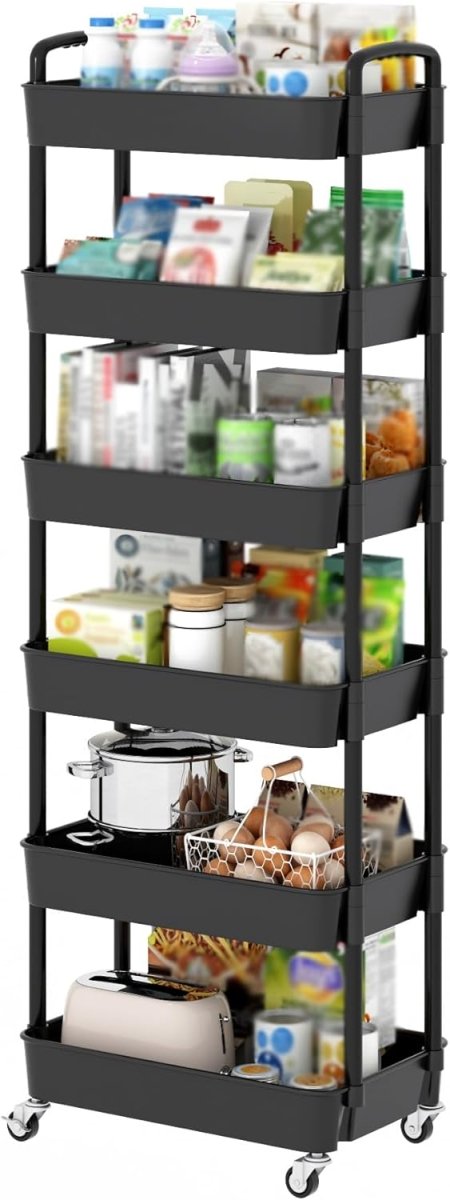 Sywhitta 3 - Tier Plastic Rolling Utility Cart with Handle, Multi - Functional Storage Trolley for Office, Living Room, Kitchen, Movable Storage Organizer with Wheels, White - Homesidy.com