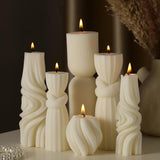 Threlaco 6 Pcs Pillar Candles Modern Aesthetic Ribbed Decorative Candle Set Cute Soy Wax Scented Ribbed Decor for Home(White,2.36 - 6.89 Inch) - Homesidy.com