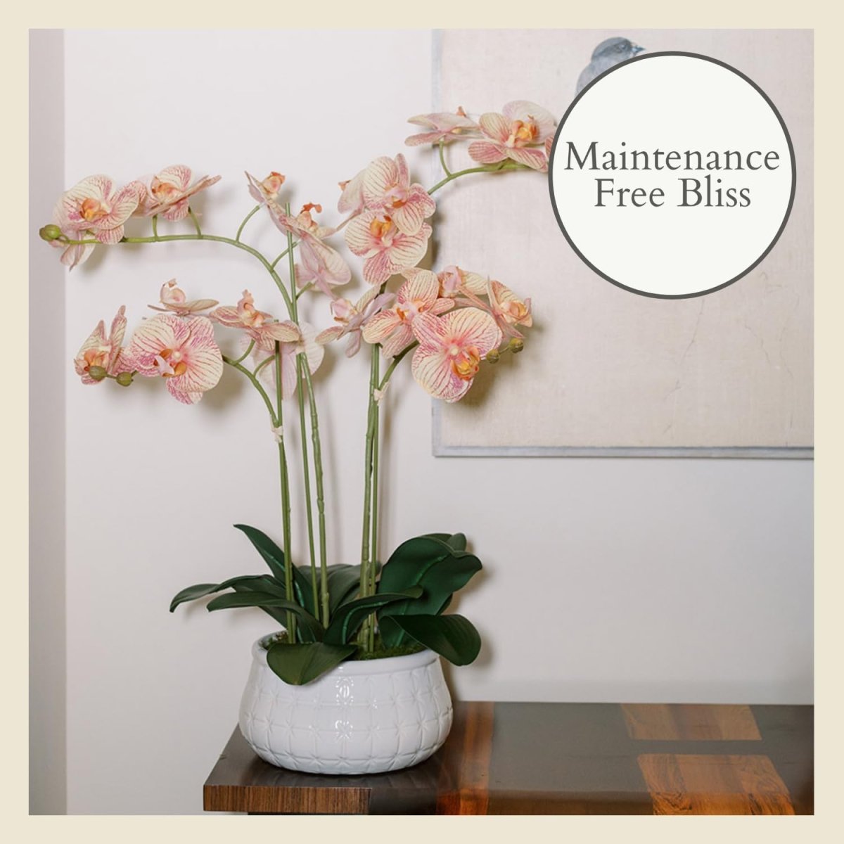 CG Hunter Faux White Orchid Plant, Premium Artificial Indoor Flower Display Stands 25 - Inches with Beautiful Sculptural Blooms and Foliage That Lasts Forever, Grey Planter Pot Included - Homesidy.com