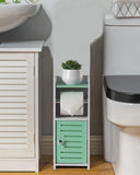 AOJEZOR Toilet Paper Holder Stand: No Drill PVC Small Bathroom Cabinet for Apartment Dwellers - Rental Deposit Protection - Small Space Storage Saving - Homesidy.com