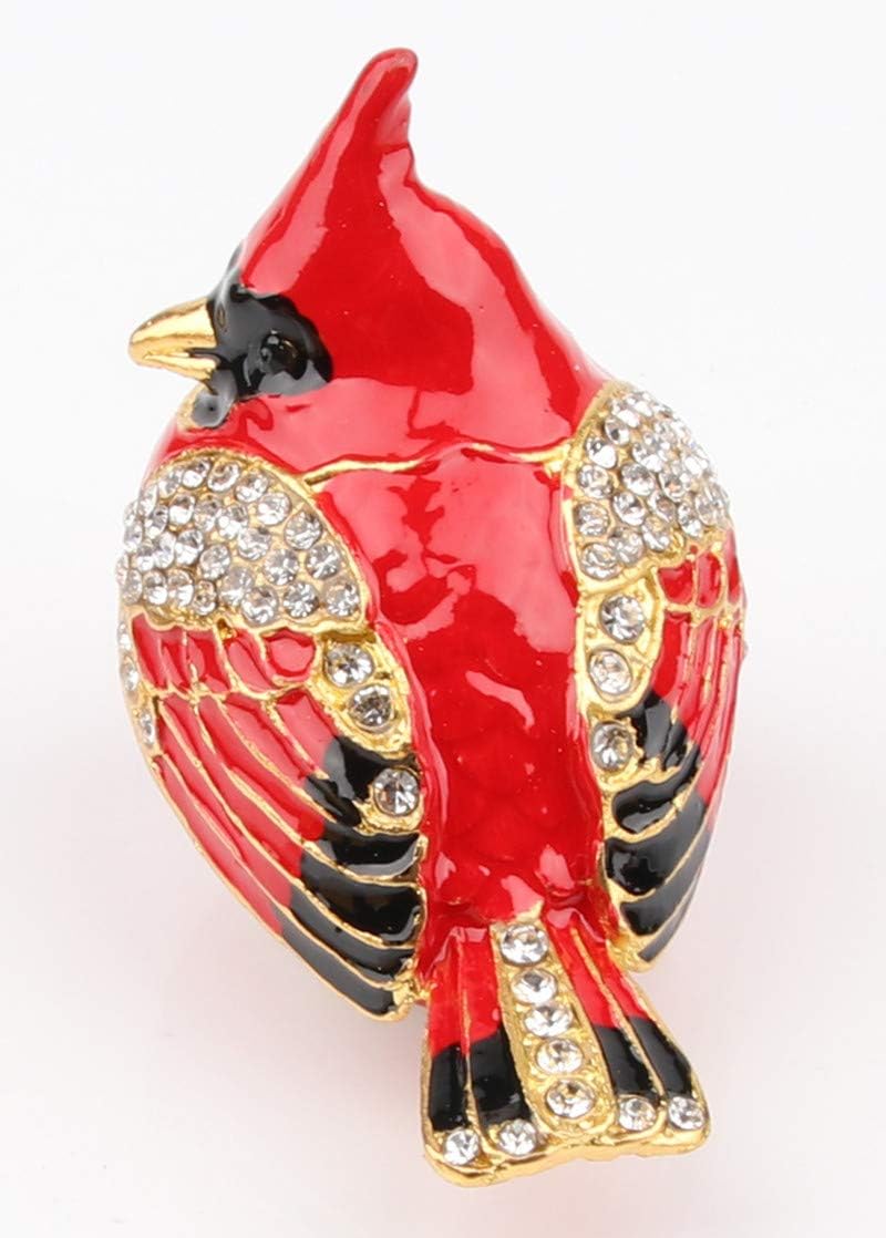 SEVENBEES Cardinal Bird Trinket Box Metal Enameled Animal Figurines Collectable Wedding Jewelry Ring Holder Organizer - Mothers Day Gifts - Homesidy.com