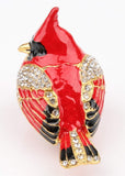 SEVENBEES Cardinal Bird Trinket Box Metal Enameled Animal Figurines Collectable Wedding Jewelry Ring Holder Organizer - Mothers Day Gifts - Homesidy.com