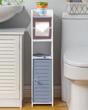 AOJEZOR Toilet Paper Holder Stand: No Drill PVC Small Bathroom Cabinet for Apartment Dwellers - Rental Deposit Protection - Small Space Storage Saving - Homesidy.com