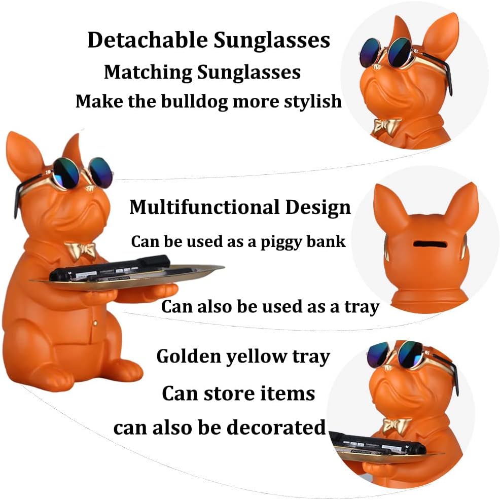 French Bulldog Gifts Statue Tray Organizer for Keys, Candy, Jewelry, Earrings, Entrance Piggy Bank - Modern Decor Resin French Bulldog Decor Entryway Table, Coffee Table, Office Desk, Home Decor - Homesidy.com