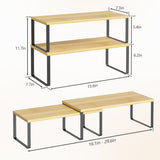 NEX Bamboo Kitchen Cabinet and Counter Shelf Organizer, Stackable &amp; Expandable, Set of 4, White and Natural - Homesidy.com