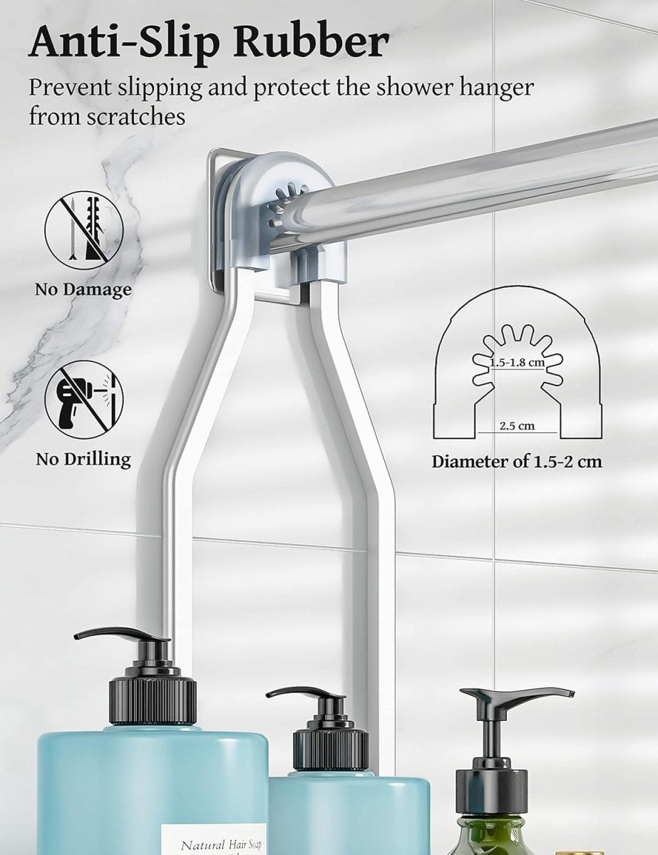 YASONIC Shower Caddy Hanging - Never Rust Shower Organizer - Aluminum Over The Head Caddy with 10 Hooks for Razor/Sponge - Rack with Soap Basket - Silver - Homesidy.com