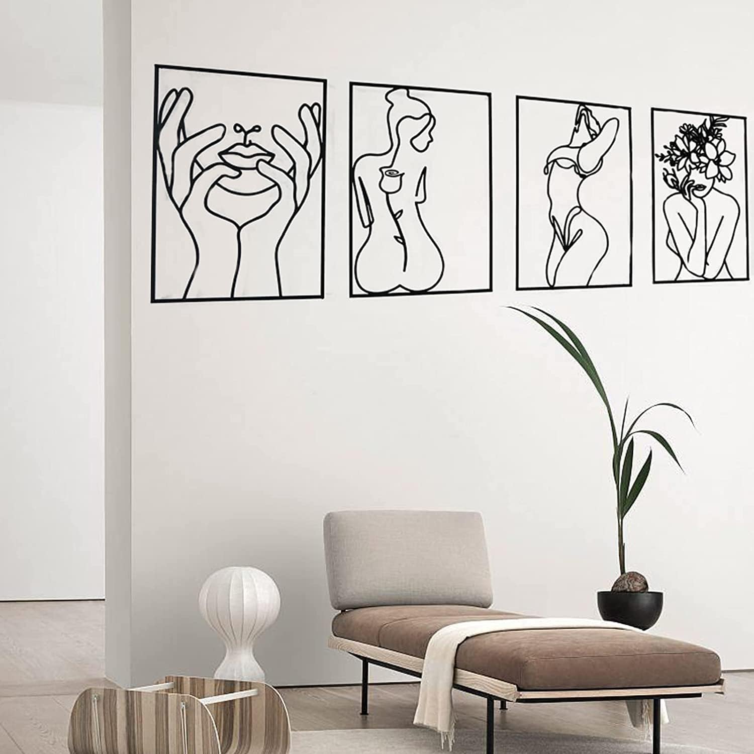 Glamativity 4 Pack Gold Wall Art Decor, Minimalist Single Line Real Metal Wall Art, Womans Body Shape Abstract Wall Art (Gold Classic Style, 17 x 11.8) - Homesidy.com