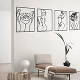 Glamativity 4 Pack Gold Wall Art Decor, Minimalist Single Line Real Metal Wall Art, Womans Body Shape Abstract Wall Art (Gold Classic Style, 17 x 11.8) - Homesidy.com