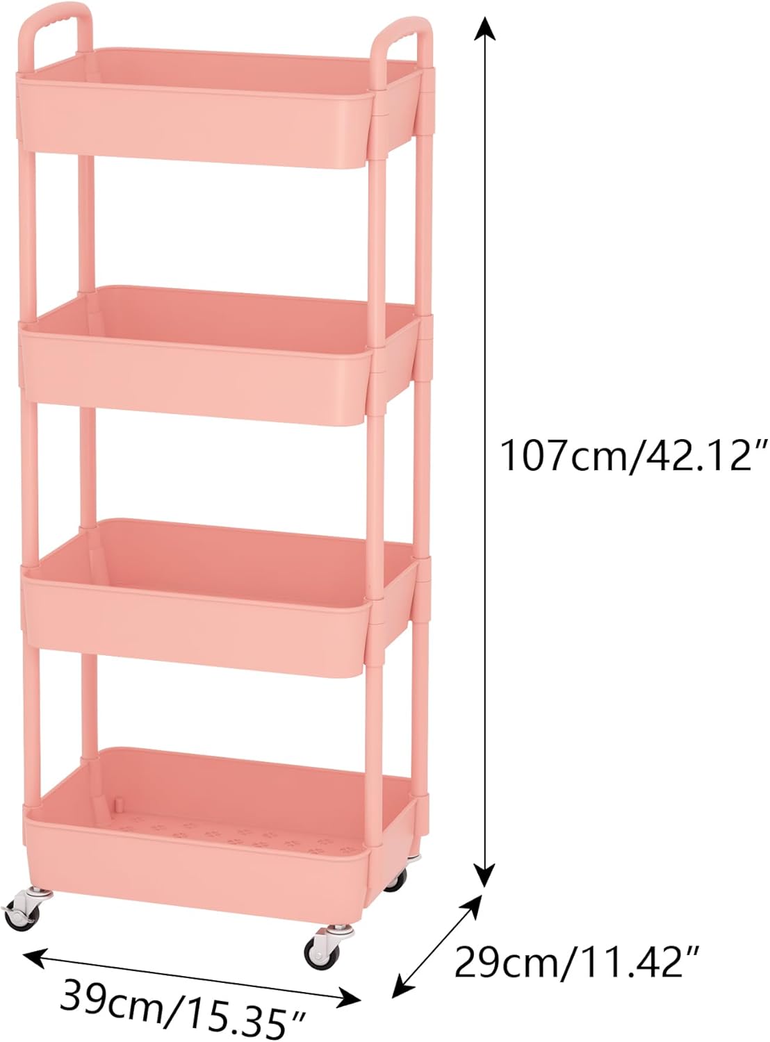 Sywhitta 3 - Tier Plastic Rolling Utility Cart with Handle, Multi - Functional Storage Trolley for Office, Living Room, Kitchen, Movable Storage Organizer with Wheels, White - Homesidy.com