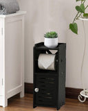 AOJEZOR Toilet Paper Holder Stand: No Drill PVC Small Bathroom Cabinet for Apartment Dwellers - Rental Deposit Protection - Small Space Storage Saving - Homesidy.com