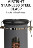 Veken Coffee Canister with Window,Airtight Stainless Steel Pantry Container,Home Kitchen Food Storage Organizers for Ground,Beans,Espresso,Rice,Tea,Sugar,Cereal, Flour,Bar Accessories,Gifts,22OZ,Black - Homesidy.com