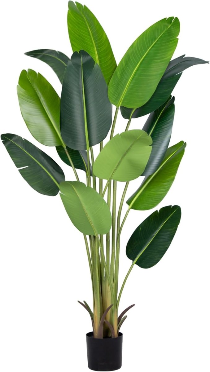 Artificial Bird of Paradise Plant 7Ft Fake Tropical Palm Tree with 17Trunks Faux Banana Leaf Trees in Pot for Home Indoor Outdoor Office Modern Decor Housewarming - Homesidy.com