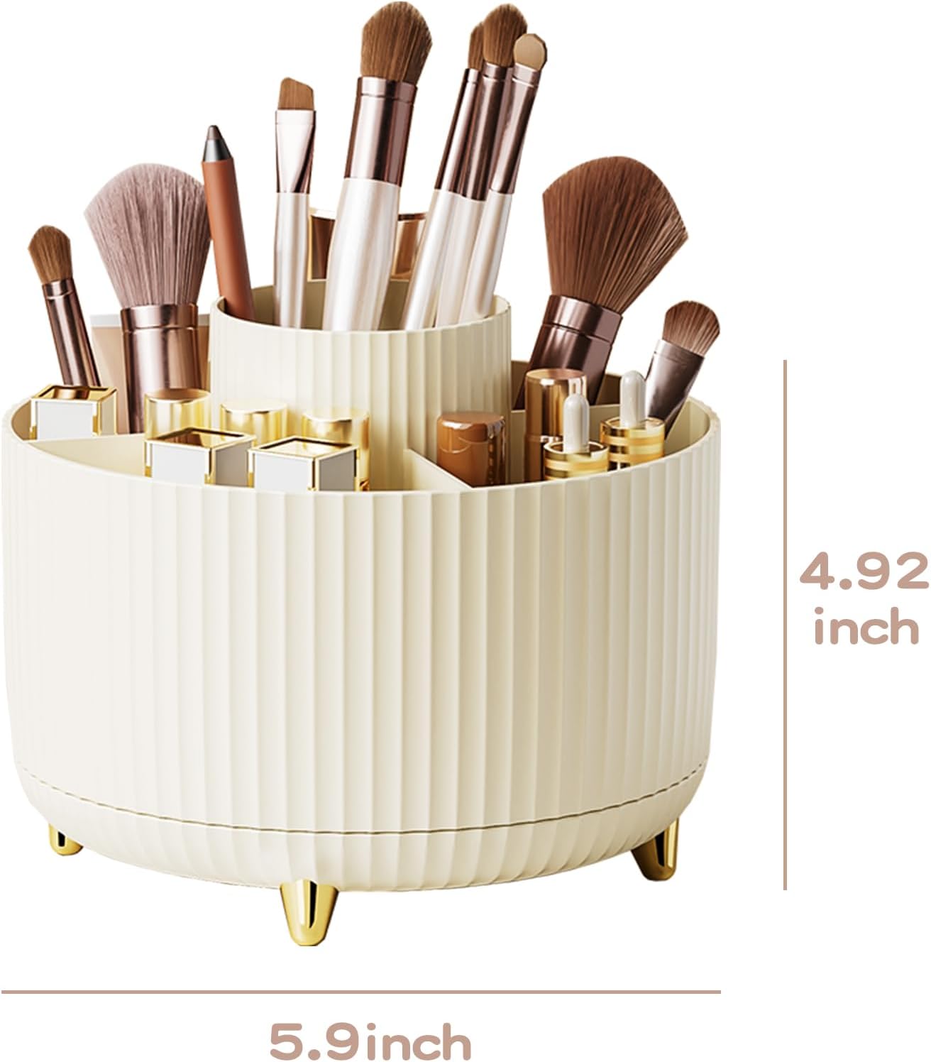 fanado 360° Rotate Makeup Brush Holder Organizer, Makeup Organizers Countertop, Makeup organization and Skincare Storage for Vanity, Desktop, Bathroom (White) - Homesidy.com