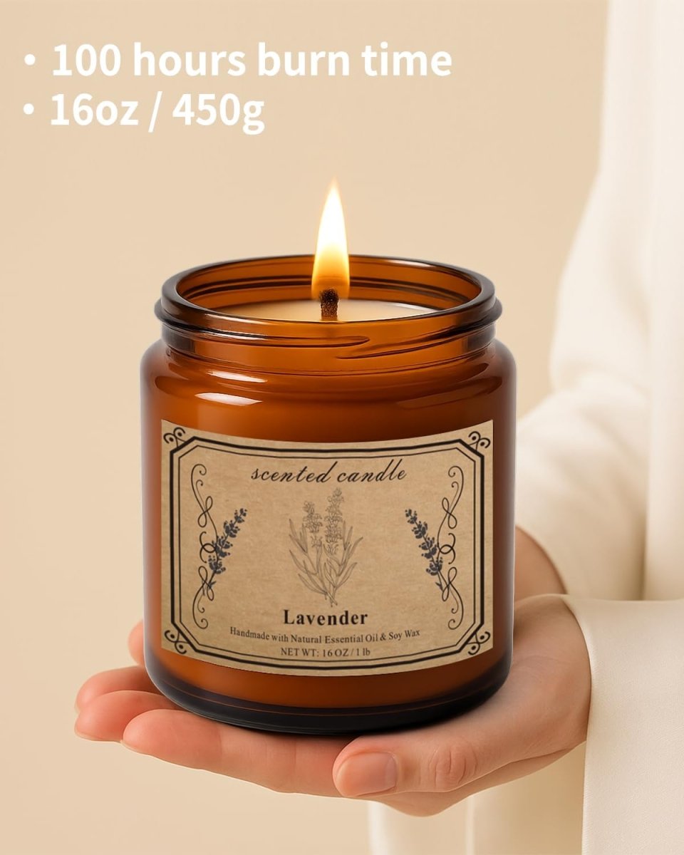 Candles for Home Scented, 16oz Large Soy Wax Lavender Scented Candle, 100 Hour Burn Time, Aromatherapy Candle, Ideal for Christmas, Anniversary, Birthday Gift - Homesidy.com