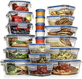 Razab 35 Pc Set Glass Food Storage Containers with Lids - Meal Prep Airtight Bento Boxes BPA - Free 100% Leak Proof (15 lids,15 glass &amp; 5 Plastic Sauce/Dip Containers) - Homesidy.com