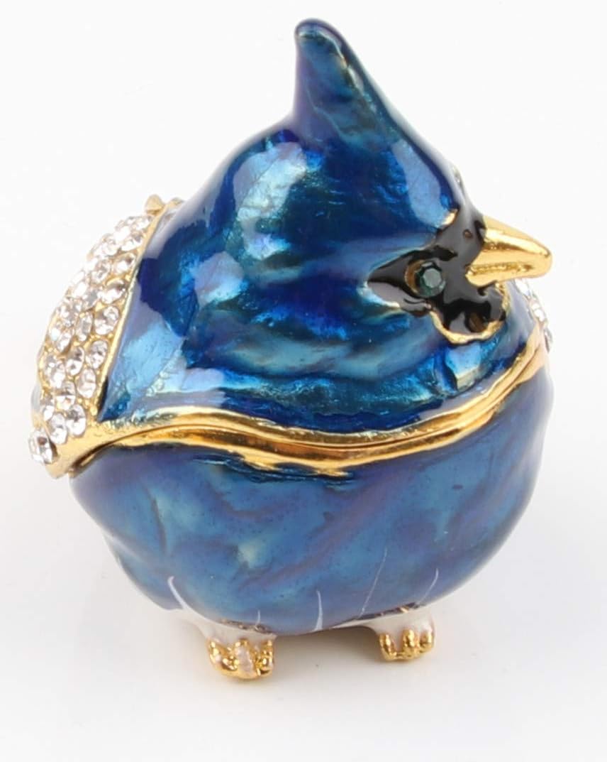 SEVENBEES Cardinal Bird Trinket Box Metal Enameled Animal Figurines Collectable Wedding Jewelry Ring Holder Organizer - Mothers Day Gifts - Homesidy.com